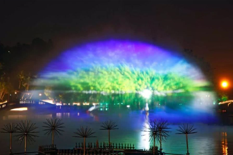 玉湖3D喷泉投影灯光秀